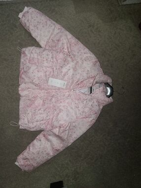 Hollister Light Pink Floral Puffer Jacket for Kids